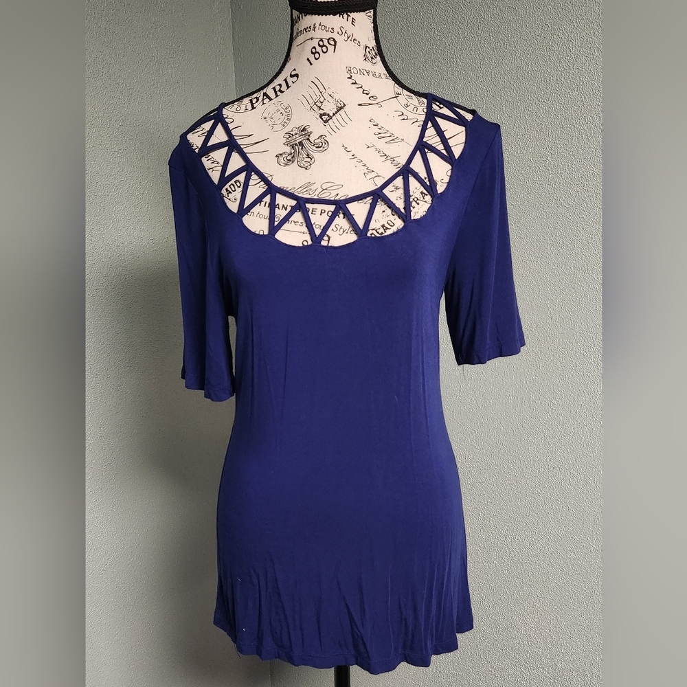Medium Blue BKE top with Cutouts